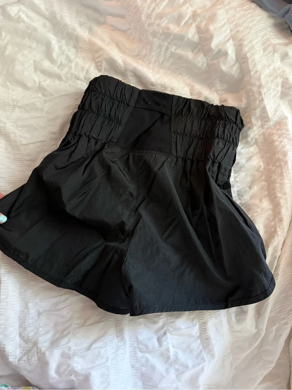 Free People Black Smocked High-Waist Athletic Shorts